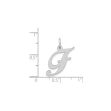 14k White Gold Script Initial F Pendant, Cursive Letter Charm for Women