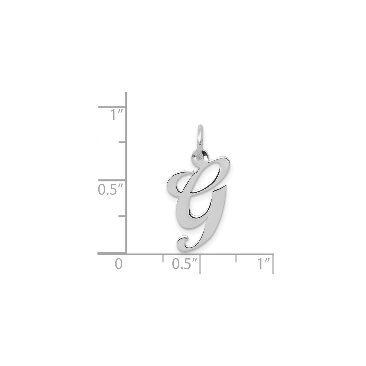 14k White Gold Letter G Pendant, Script Initial Charm with Polished Finish for Women