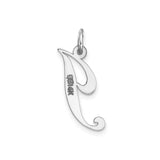 14k White Gold Initial J Pendant, Script Letter Charm for Necklace or Bracelet