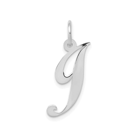 14k White Gold Initial J Pendant, Script Letter Charm for Necklace or Bracelet