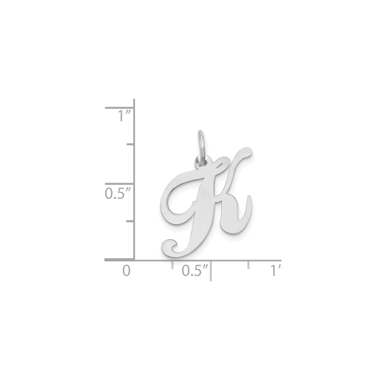 14k White Gold Script Initial Pendant, Cursive Letter K Charm for Women or Unisex Wear