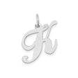 14k White Gold Script Initial Pendant, Cursive Letter K Charm for Women or Unisex Wear