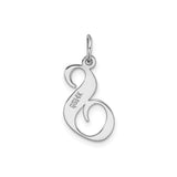 14k White Gold Script Letter S Pendant, Polished Initial Charm for Women