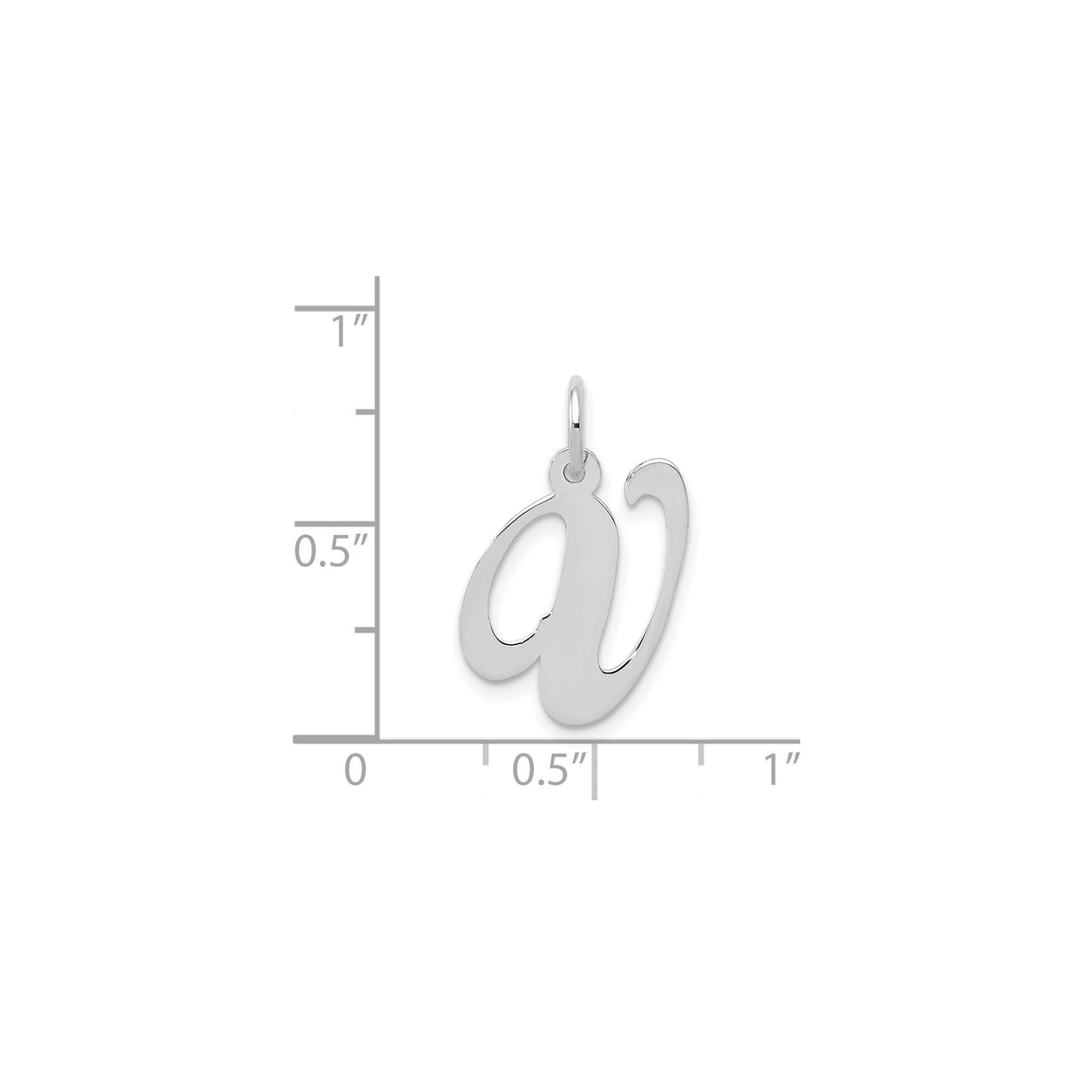 14k White Gold Initial Pendant, Lowercase Letter A Monogram Charm, Dainty Script Style