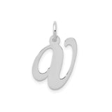 14k White Gold Initial Pendant, Lowercase Letter A Monogram Charm, Dainty Script Style