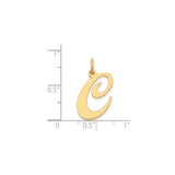 14k Yellow Gold Script Letter C Pendant, Polished Uppercase Initial Charm for Women