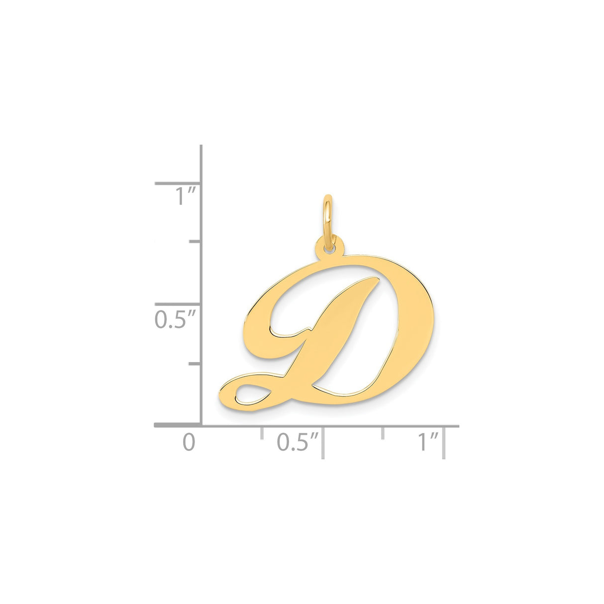 14k Yellow Gold Letter D Pendant, Script Initial Charm, Cursive Monogram Jewelry for Women or Unisex Wear