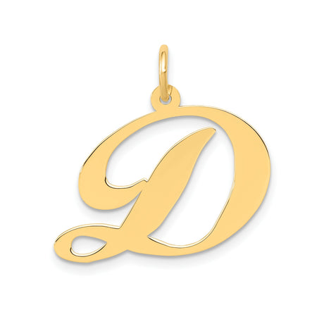 14k Yellow Gold Letter D Pendant, Script Initial Charm, Cursive Monogram Jewelry for Women or Unisex Wear