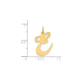 14k Yellow Gold Script Initial E Pendant, Cursive Letter Charm for Women