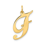 14k Yellow Gold Initial Pendant, Cursive Script Letter J Charm for Women