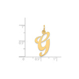 14k Yellow Gold Script Initial G Pendant, Polished Cursive Letter Charm for Women