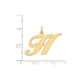 14k Yellow Gold Initial H Pendant, Cursive Script Letter Charm for Women or Unisex Wear
