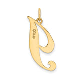 14k Yellow Gold Script Initial J Pendant, Polished Letter Charm for Women