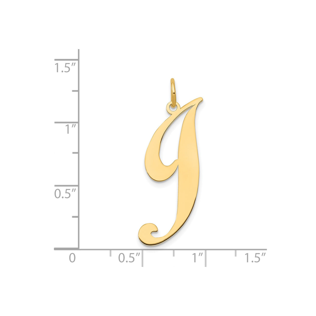 14k Yellow Gold Script Initial J Pendant, Polished Cursive Letter Charm for Women