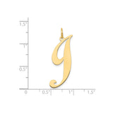 14k Yellow Gold Script Initial J Pendant, Polished Cursive Letter Charm for Women