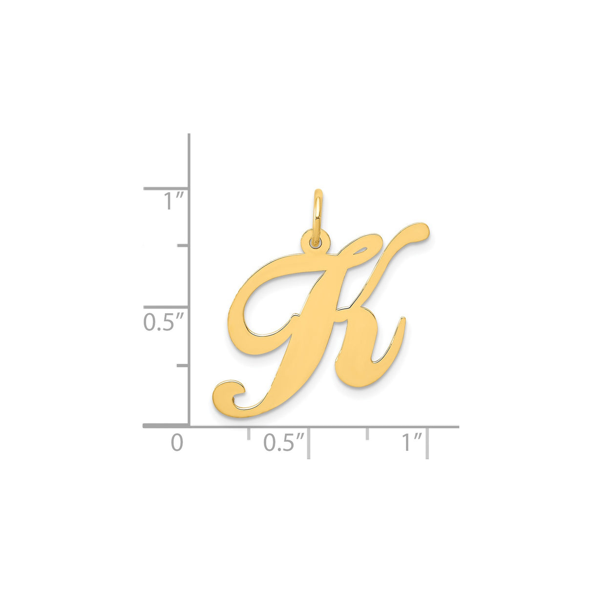 14k Yellow Gold Script Letter K Pendant, Cursive Initial Charm for Women or Unisex Wear