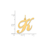 14k Yellow Gold Script Letter K Pendant, Cursive Initial Charm for Women or Unisex Wear