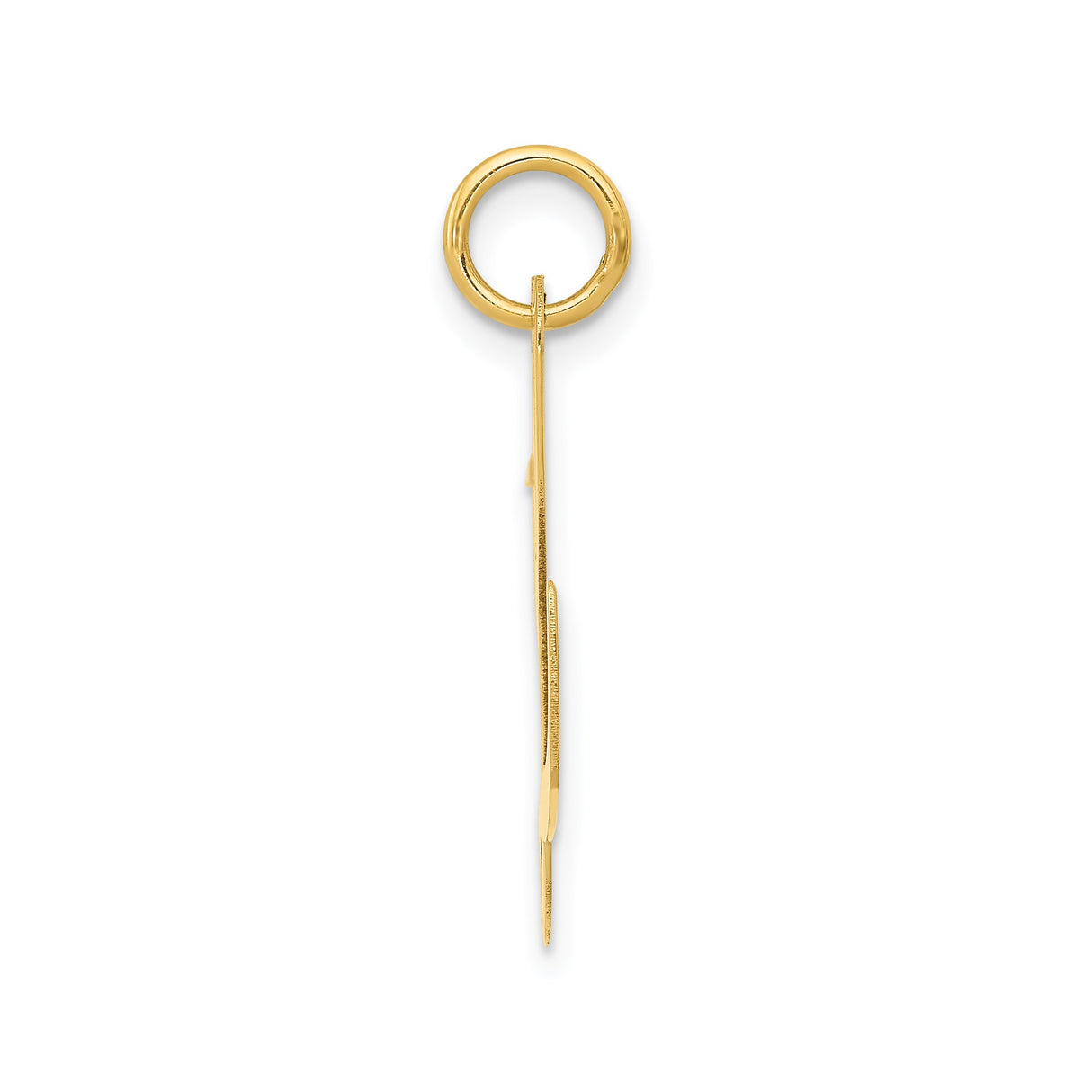 14k Yellow Gold Script Initial Pendant, Polished Uppercase Letter L Charm for Women