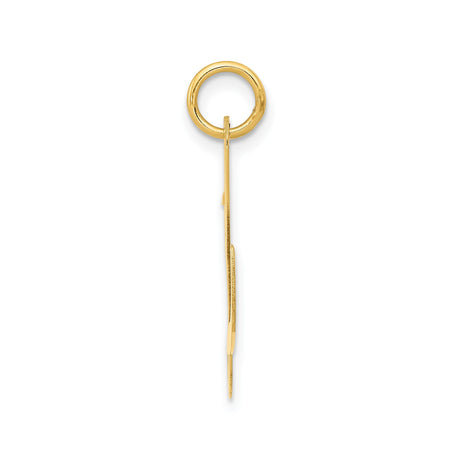 14k Yellow Gold Script Initial Pendant, Polished Uppercase Letter L Charm for Women