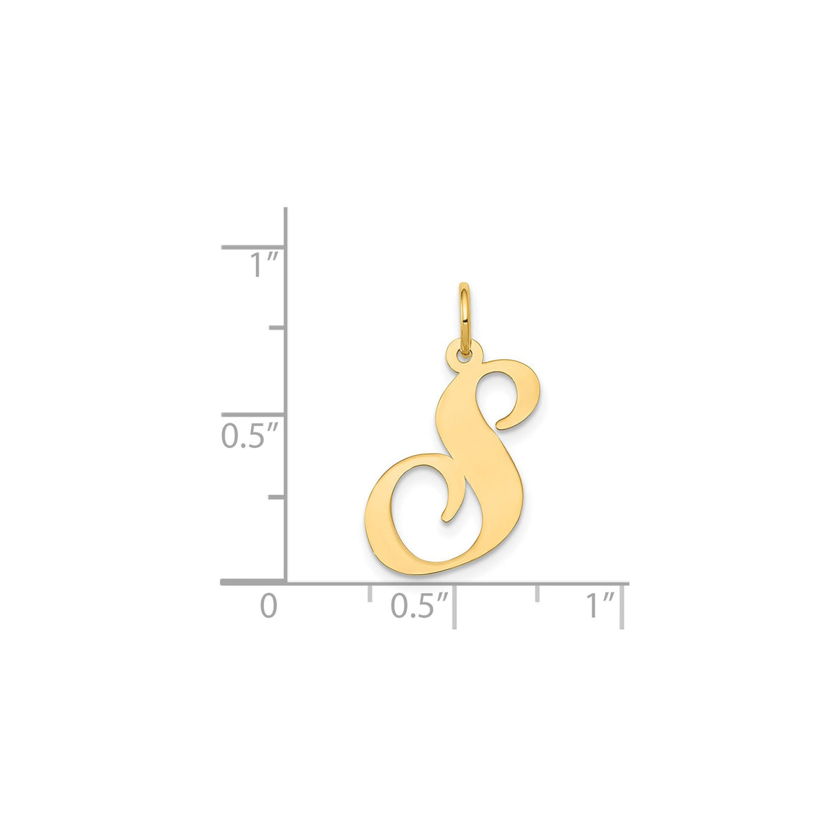 14k Yellow Gold Script Initial S Pendant, Cursive Letter Charm for Women