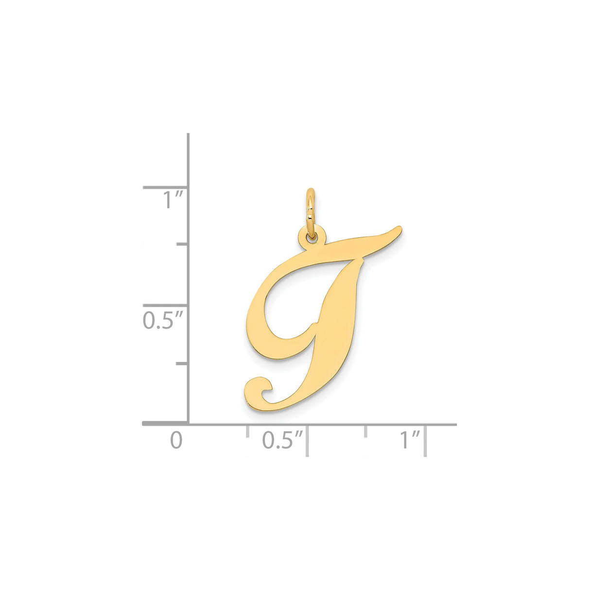 14k Yellow Gold Initial J Pendant, Script Letter Charm with Polished Finish for Women