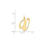 14k Yellow Gold Script Initial Pendant Charm, Uppercase Letter A Monogram Jewelry for Women