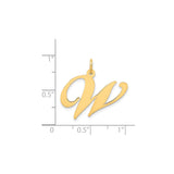 14k Yellow Gold Script W Pendant, Polished Cursive Letter Charm, Dainty Monogram Jewelry