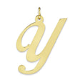 10k Yellow Gold Script Initial Y Pendant, Cursive Alphabet Charm for Women