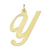 10k Yellow Gold Script Initial Y Pendant, Cursive Alphabet Charm for Women