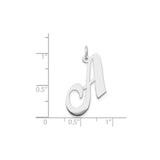 14k White Gold Script Initial A Pendant, Custom Cursive Letter Charm for Women