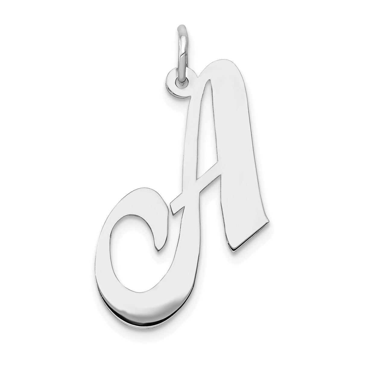 14k White Gold Script Initial A Pendant, Custom Cursive Letter Charm for Women