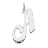 14k White Gold Script Initial A Pendant, Custom Cursive Letter Charm for Women