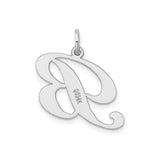 14k White Gold Initial B Pendant, Polished Script Letter Charm for Women