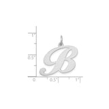 14k White Gold Initial B Pendant, Polished Script Letter Charm for Women