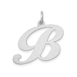14k White Gold Initial B Pendant, Polished Script Letter Charm for Women