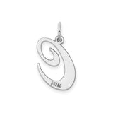 14k White Gold Script Letter C Pendant Charm, Polished Initial Monogram Jewelry for Women