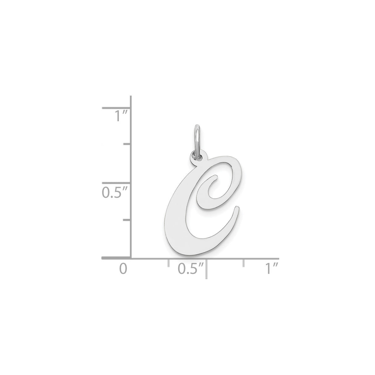 14k White Gold Script Letter C Pendant Charm, Polished Initial Monogram Jewelry for Women