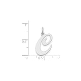 14k White Gold Script Letter C Pendant Charm, Polished Initial Monogram Jewelry for Women