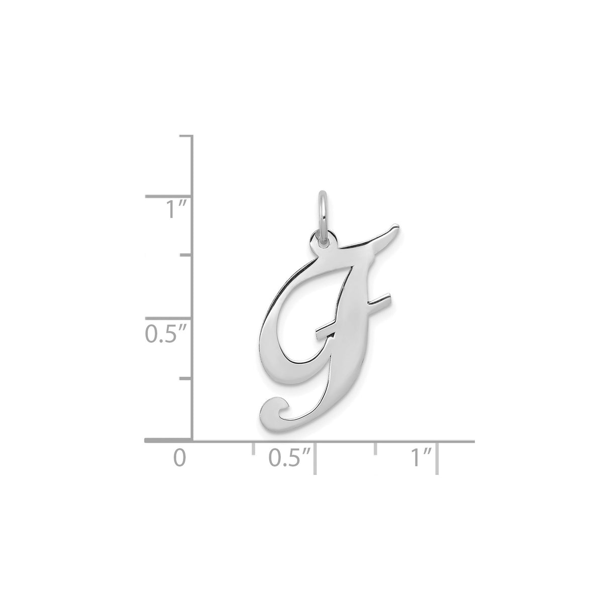 14k White Gold Script Initial J Pendant, Polished Cursive Letter Charm for Women