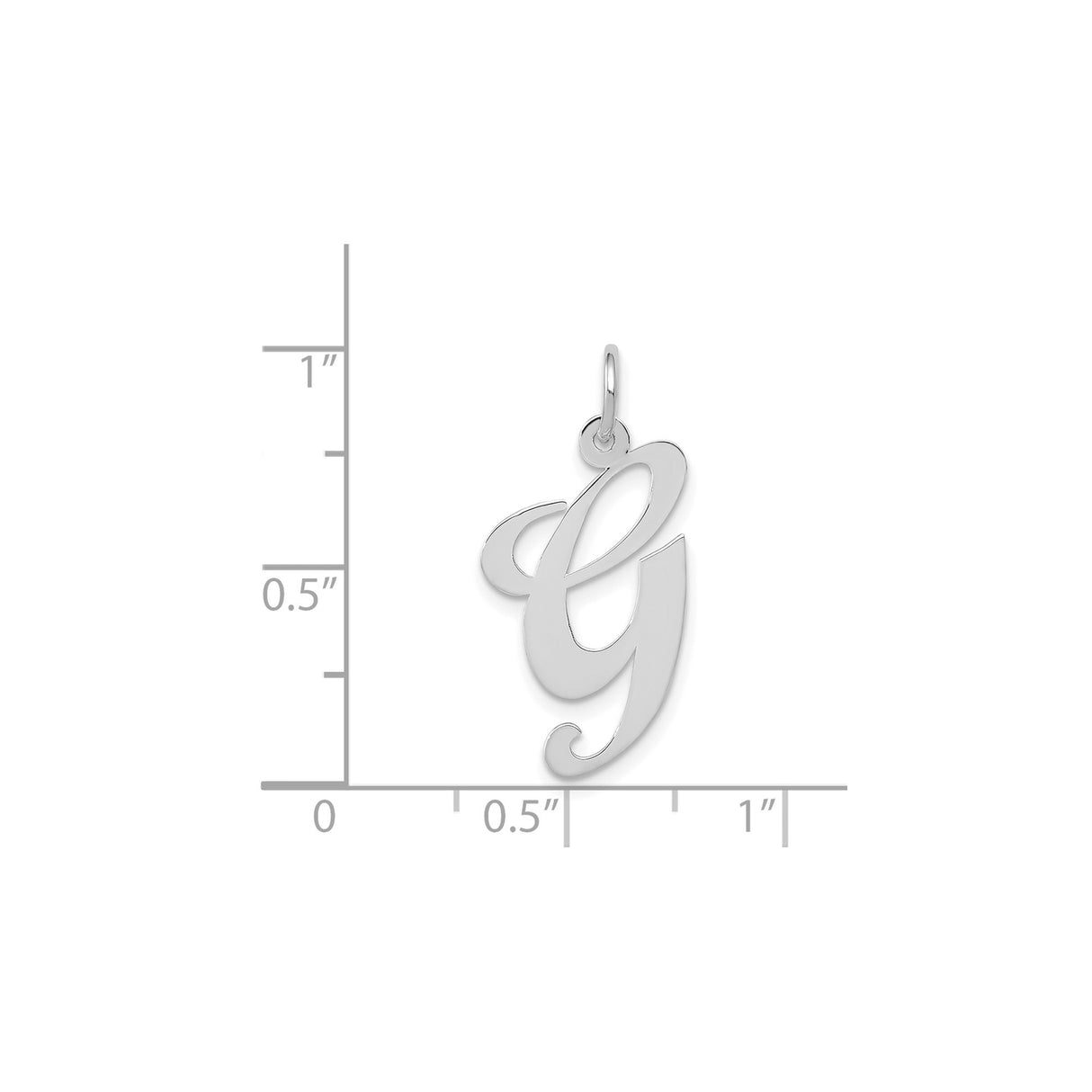 14k White Gold Script Initial Pendant, Letter G Charm, Polished Finish Jewelry for Women