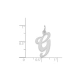 14k White Gold Script Initial Pendant, Letter G Charm, Polished Finish Jewelry for Women