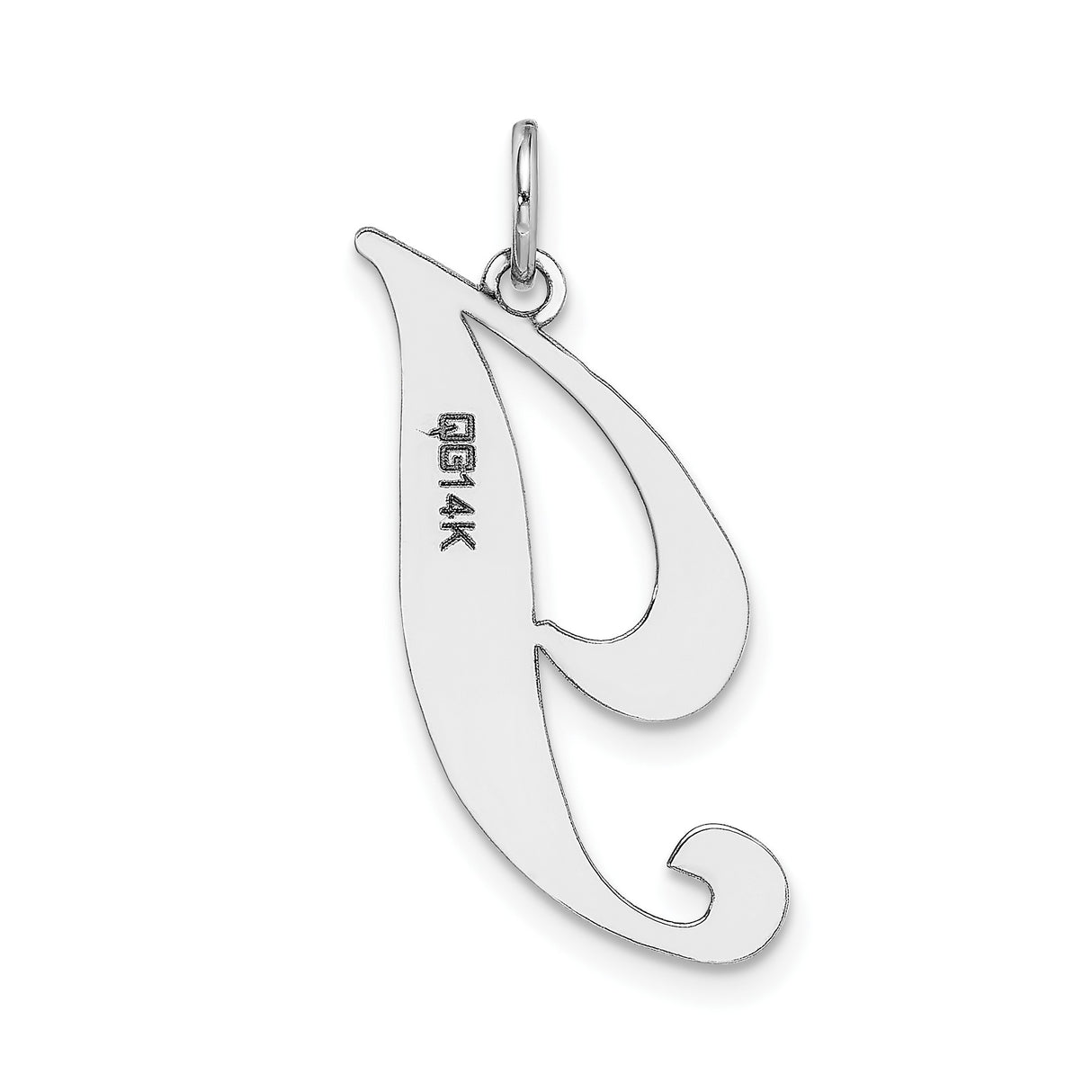 14k White Gold Initial J Pendant, Script Letter Charm for Necklace or Bracelet