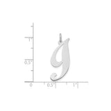 14k White Gold Initial J Pendant, Script Letter Charm for Necklace or Bracelet