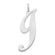 14k White Gold Script Initial J Pendant, Polished Letter Charm for Women