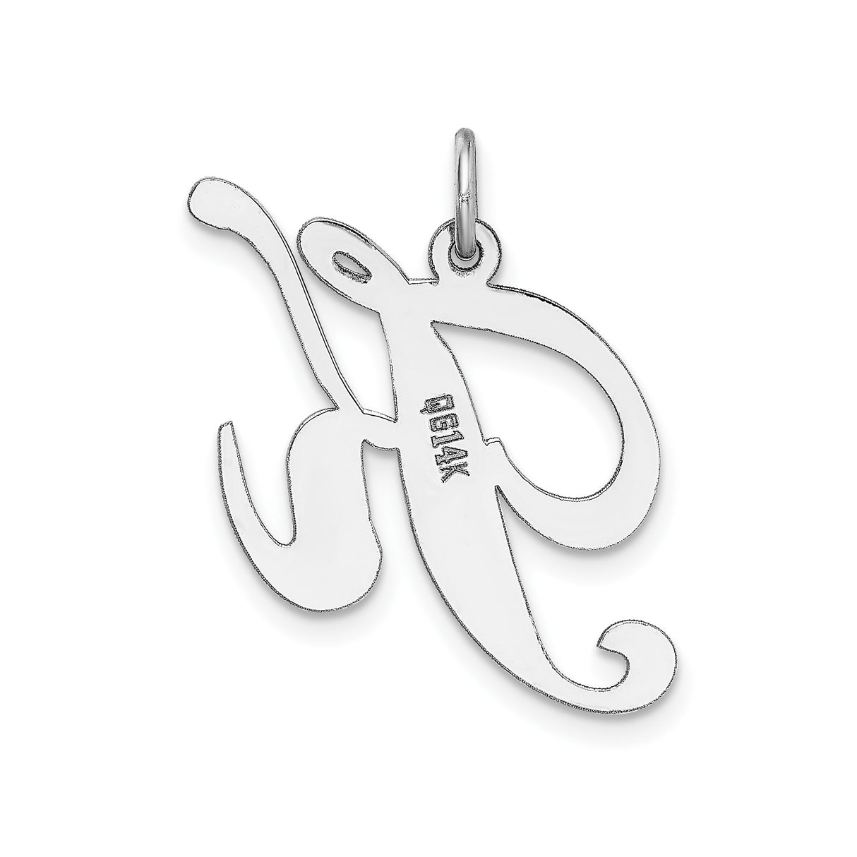 14k White Gold Script Initial K Pendant, Cursive Letter Charm for Women