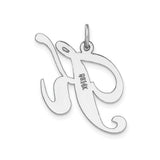 14k White Gold Script Initial K Pendant, Cursive Letter Charm for Women