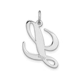 14k White Gold Script Initial J Pendant, Polished Cursive Alphabet Charm for Women