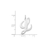 14k White Gold Script Initial J Pendant, Polished Cursive Alphabet Charm for Women