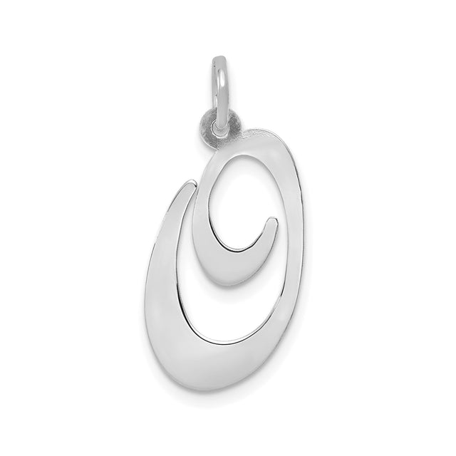 14k White Gold Swirl Pendant, Modern Sculptural Minimalist Design for Women