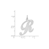 14k White Gold Initial R Pendant Charm, Script Uppercase Letter Design for Women